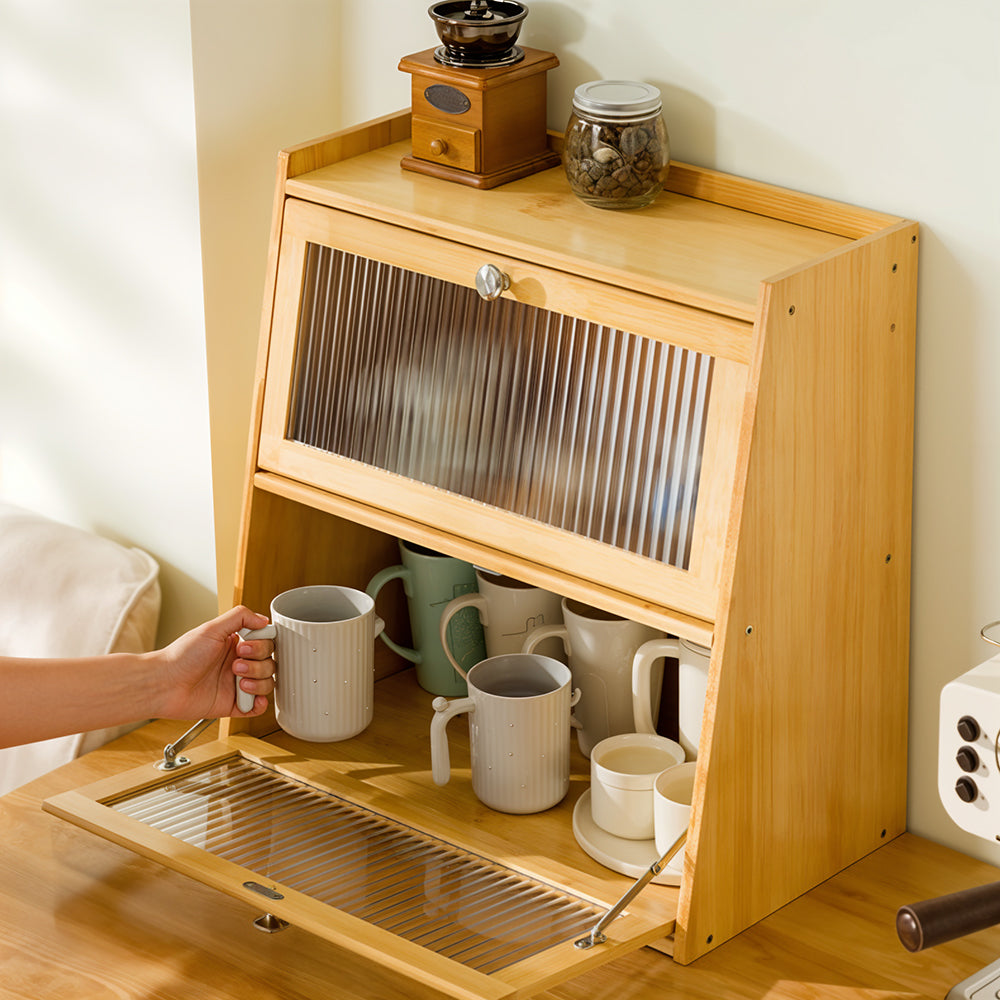 Bamboo Bread Storage Cabinet for Kitchen Counter