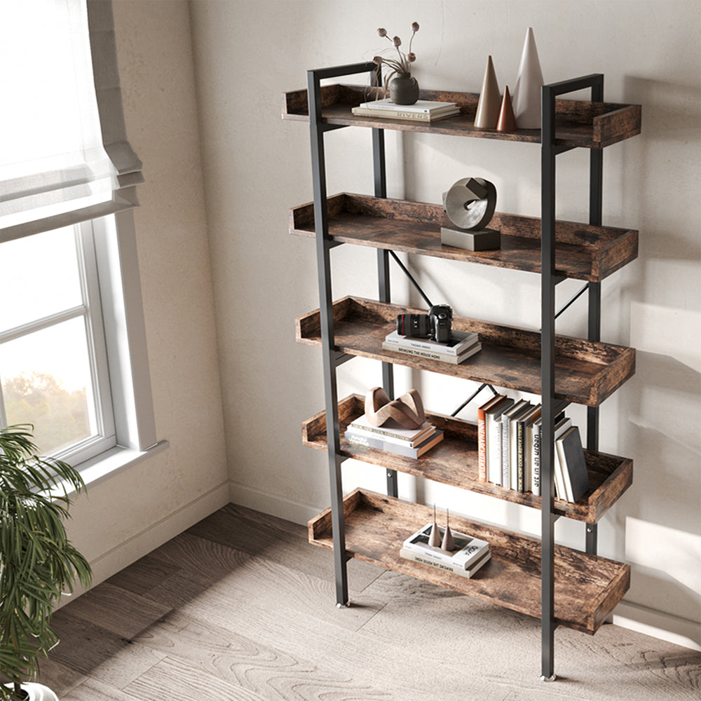 5 Tier Industrial Shelving Unit Bookcase Display Shelf
