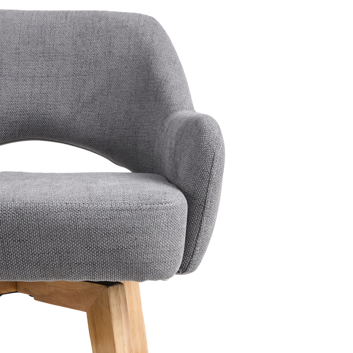 Set of 2 Swivel Chenille Upholstered Bar Stools with Wooden Legs