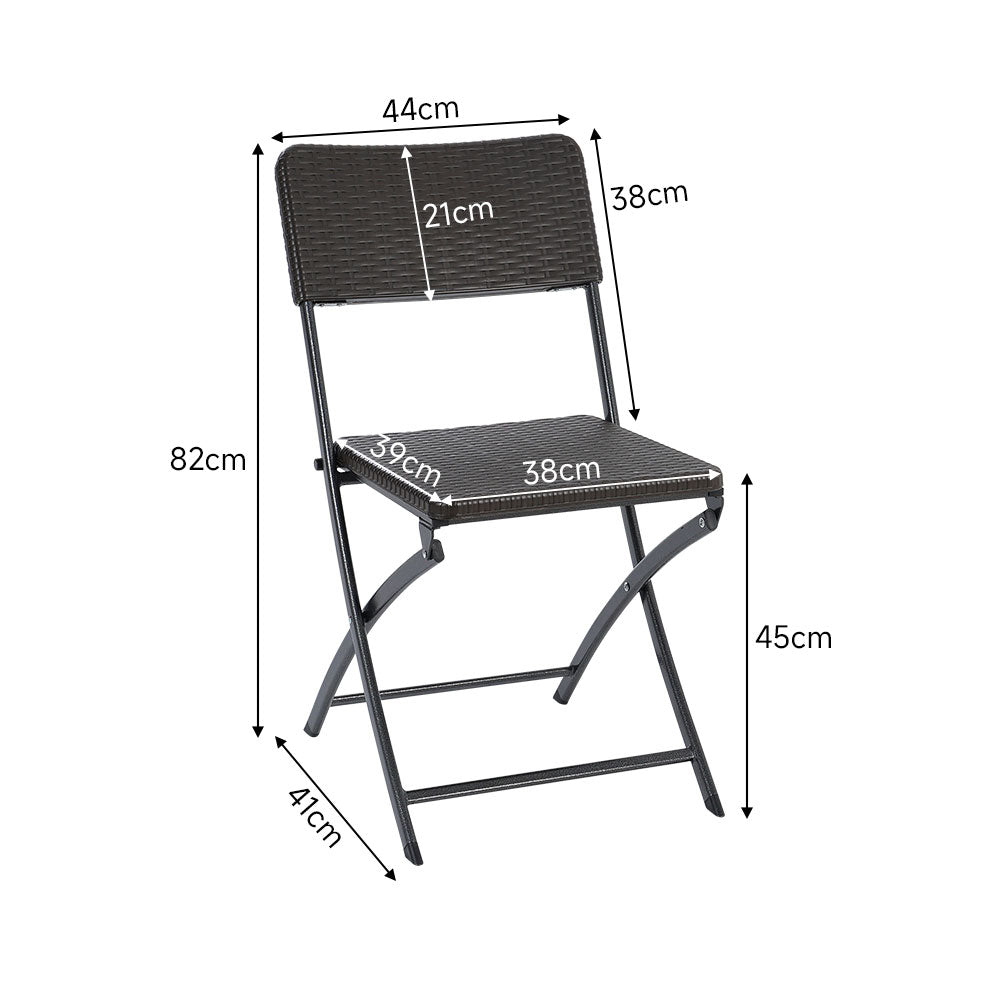 Set of 2 Outdoor Rattan Plastic Folding Chairs Black