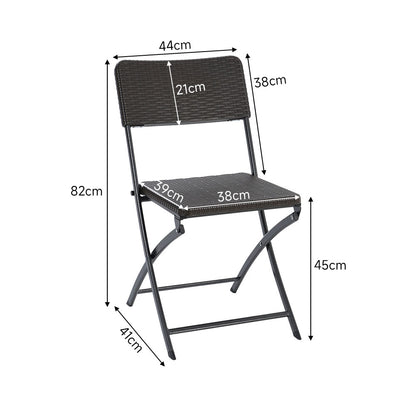 Set of 2 Outdoor Rattan Plastic Folding Chairs Black