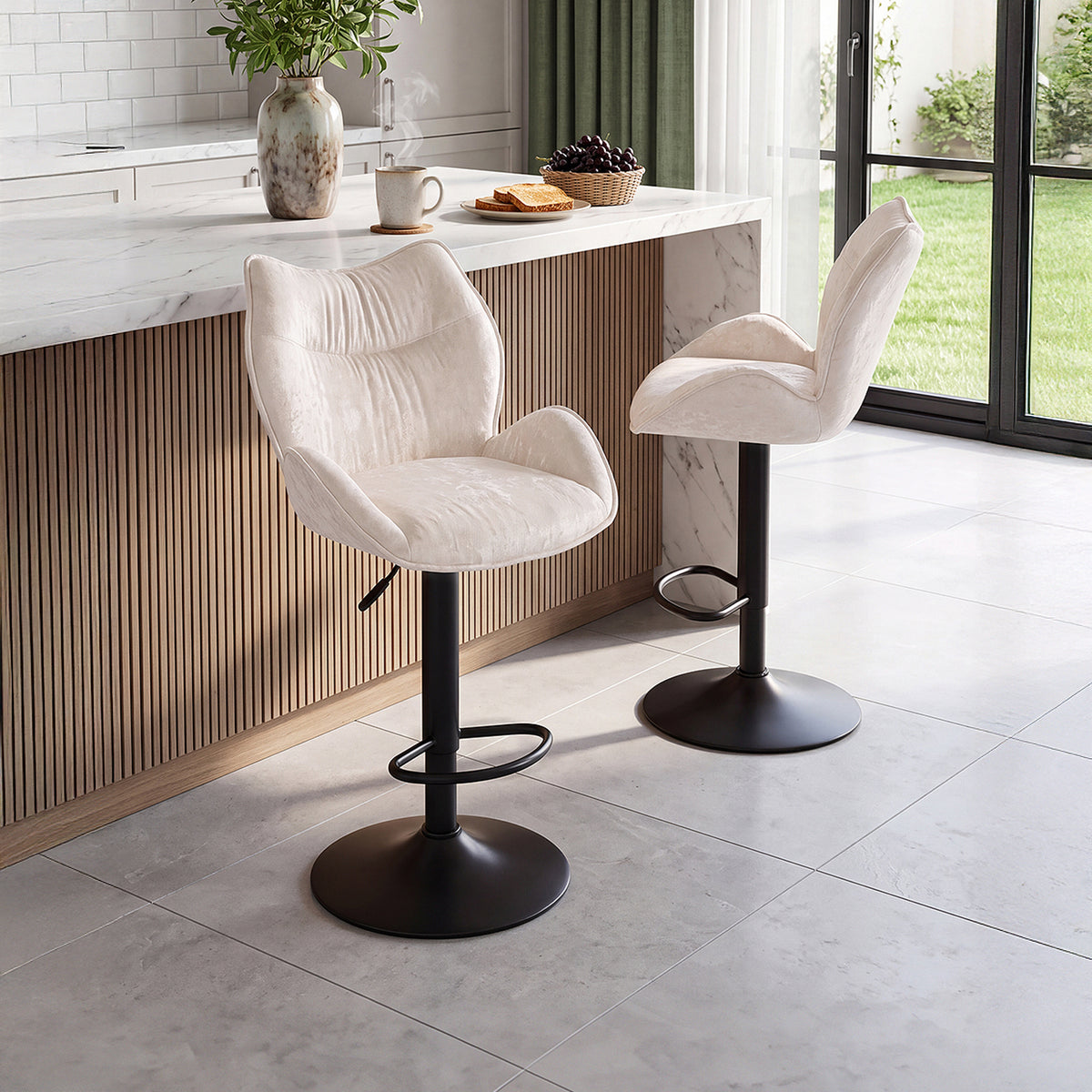 2Pcs Height Adjustable Bar Stools