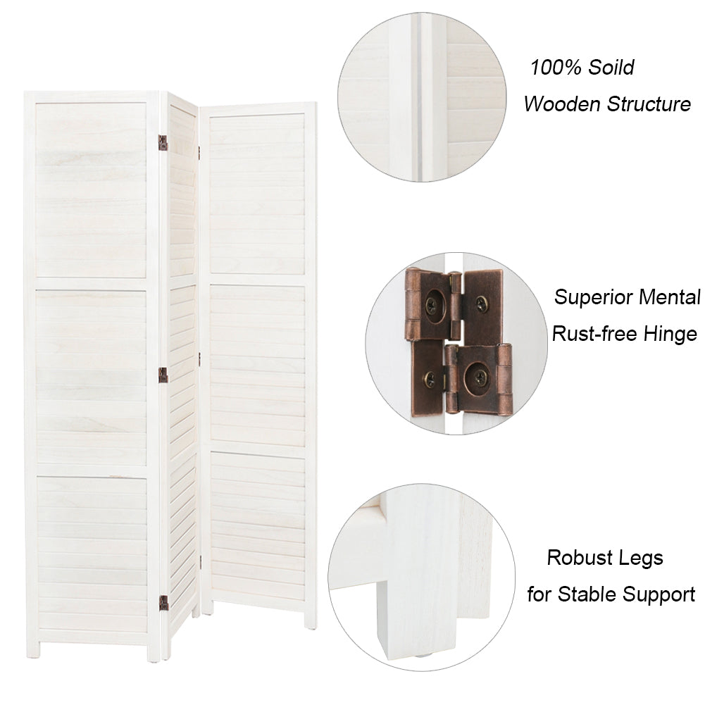 Folding Solid Wood Room Divider Privacy Screen for Home