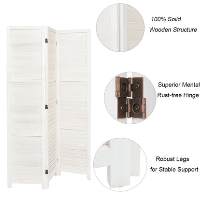 Folding Solid Wood Room Divider Privacy Screen for Home