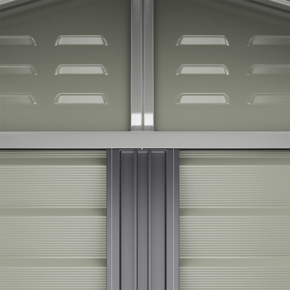 8 x 8.5 ft Charcoal Steel Garden Storage Shed with Double Doors & Windows