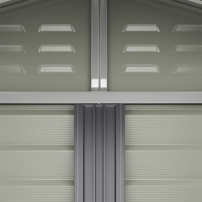 8 x 8.5 ft Charcoal Steel Garden Storage Shed with Double Doors & Windows