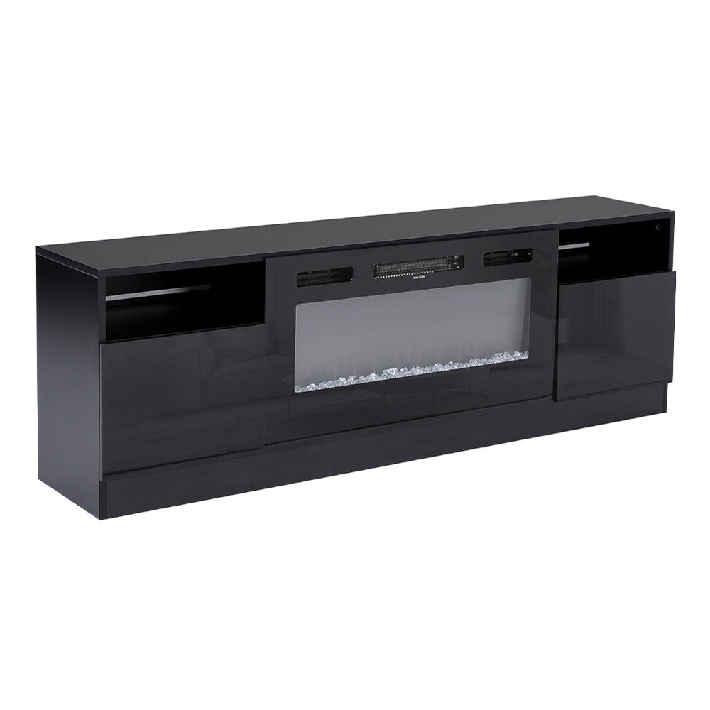 Recessed Electric Fireplace TV Stand with Closed Storage