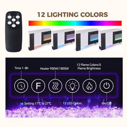 Recessed Electric Fireplace TV Stand with Remote Control