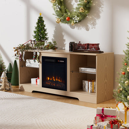 TV Stand Electric Fireplace Adjustable Flame with Remote Control