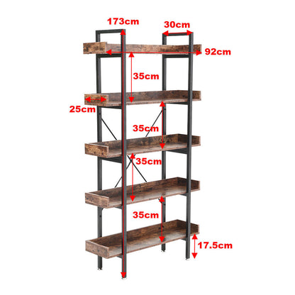 5 Tier Industrial Shelving Unit Bookcase Display Shelf