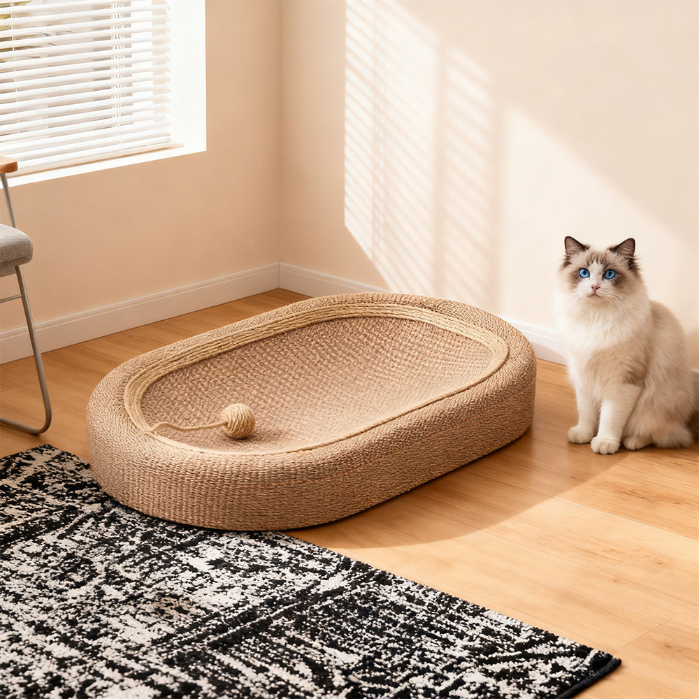 2-in-1 Oval Cat Scratcher & Bed