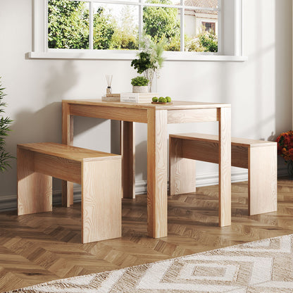 Modern Dining Room Table and Benches Set 3 Piece