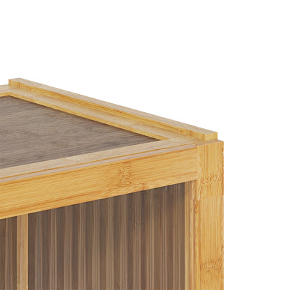 4-Tier Narrow Bookcase Storage Cabinet with Acrylic Door