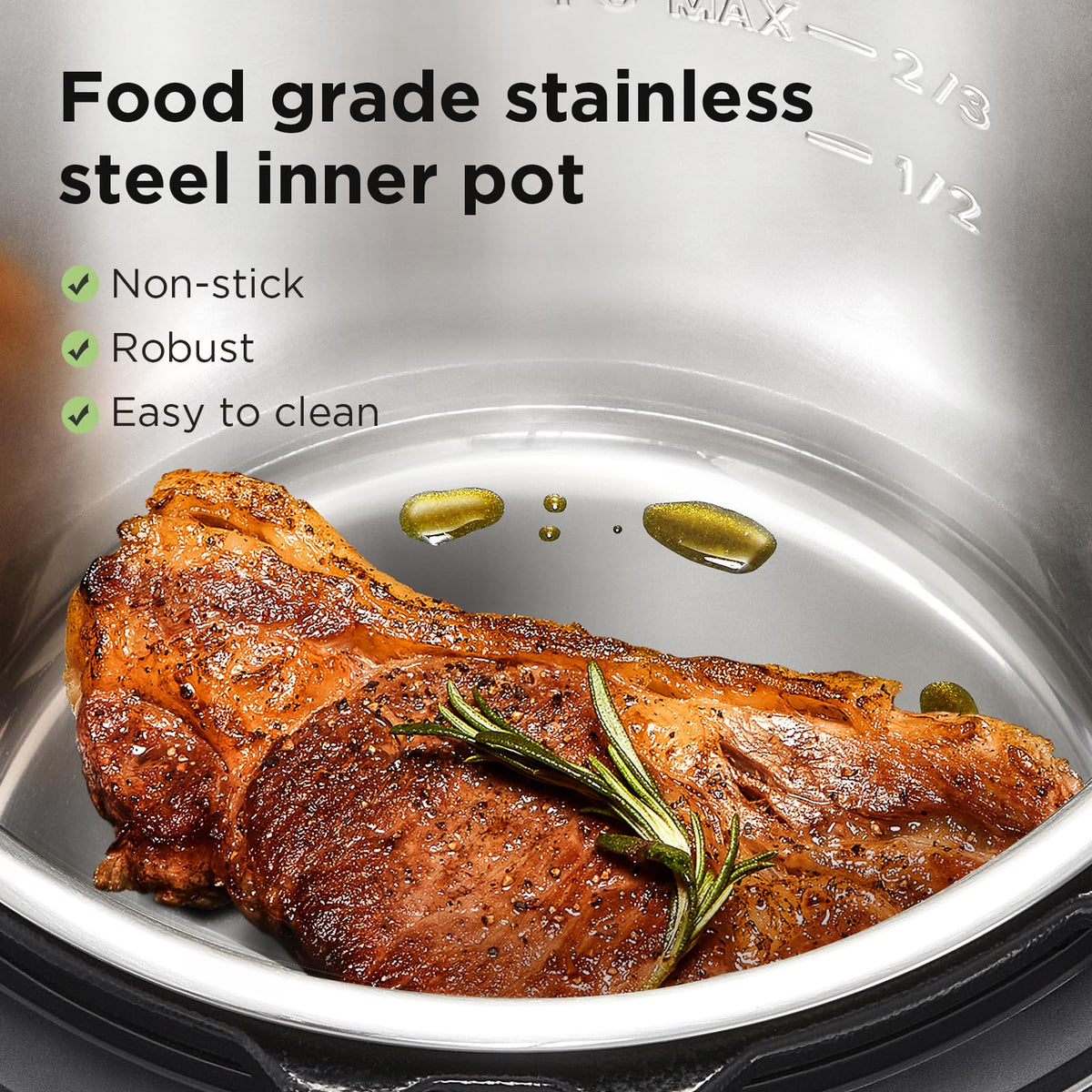 1200W Multifunctional Household Pressure Cooker 7.6L Stainless Steel Inner Pot