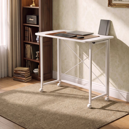 Folding Office Desk with Casters