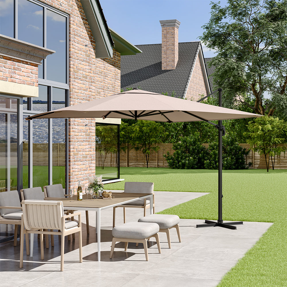 Taupe Square Outdoor Cantilever Parasol Umbrella