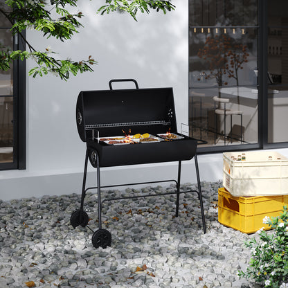 Outdoor Garden Charcoal Smoker BBQ Grill with Wheels