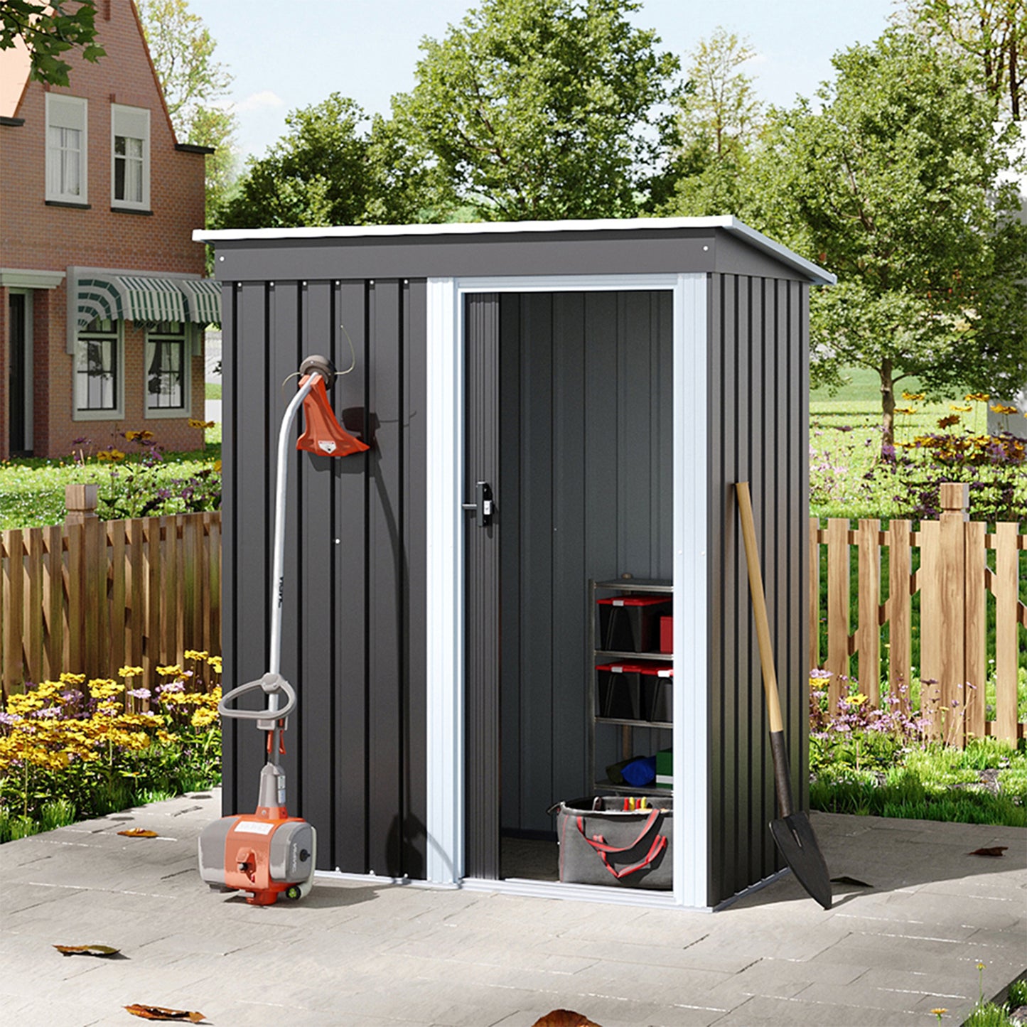 3 x 5FT Outdoor Metal Storage Shed with Lockable Door