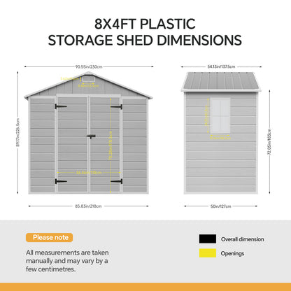 8x4 FT Large Garden Storage Shed