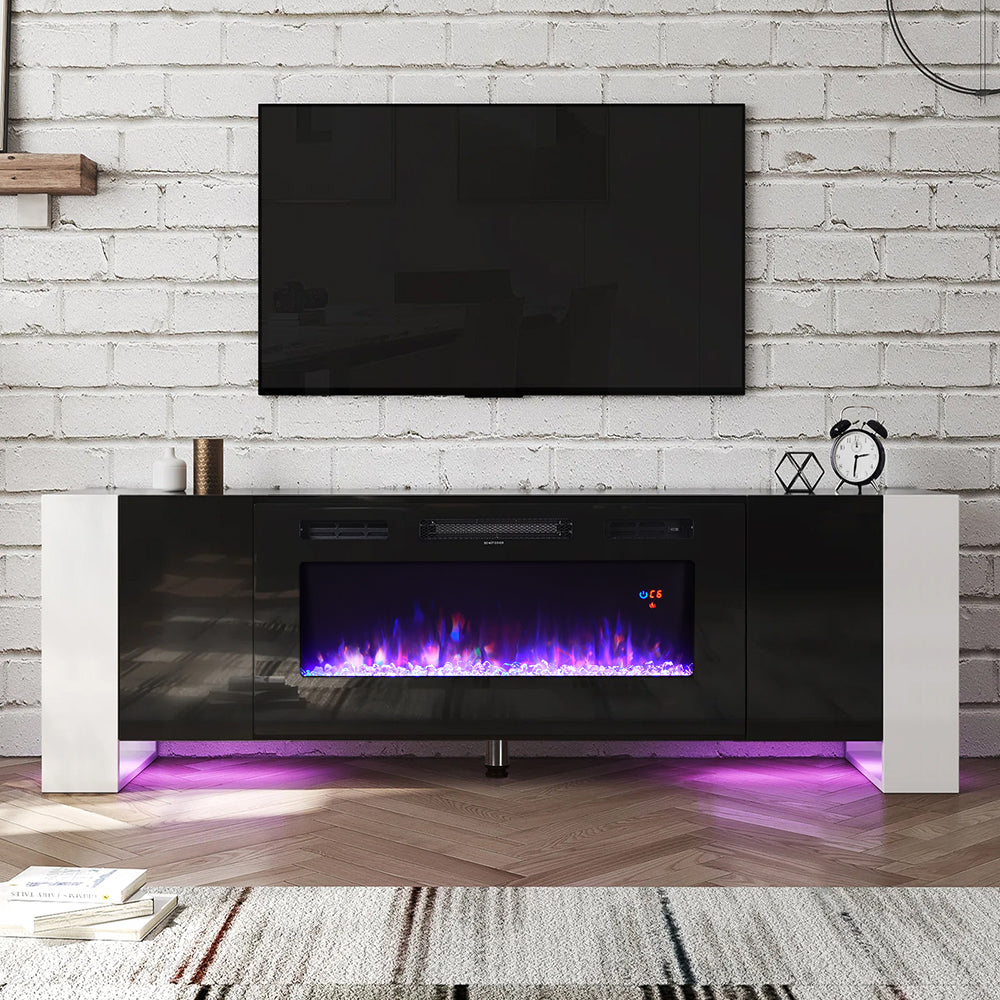 Recessed Electric Fireplace TV Stand with Remote Control