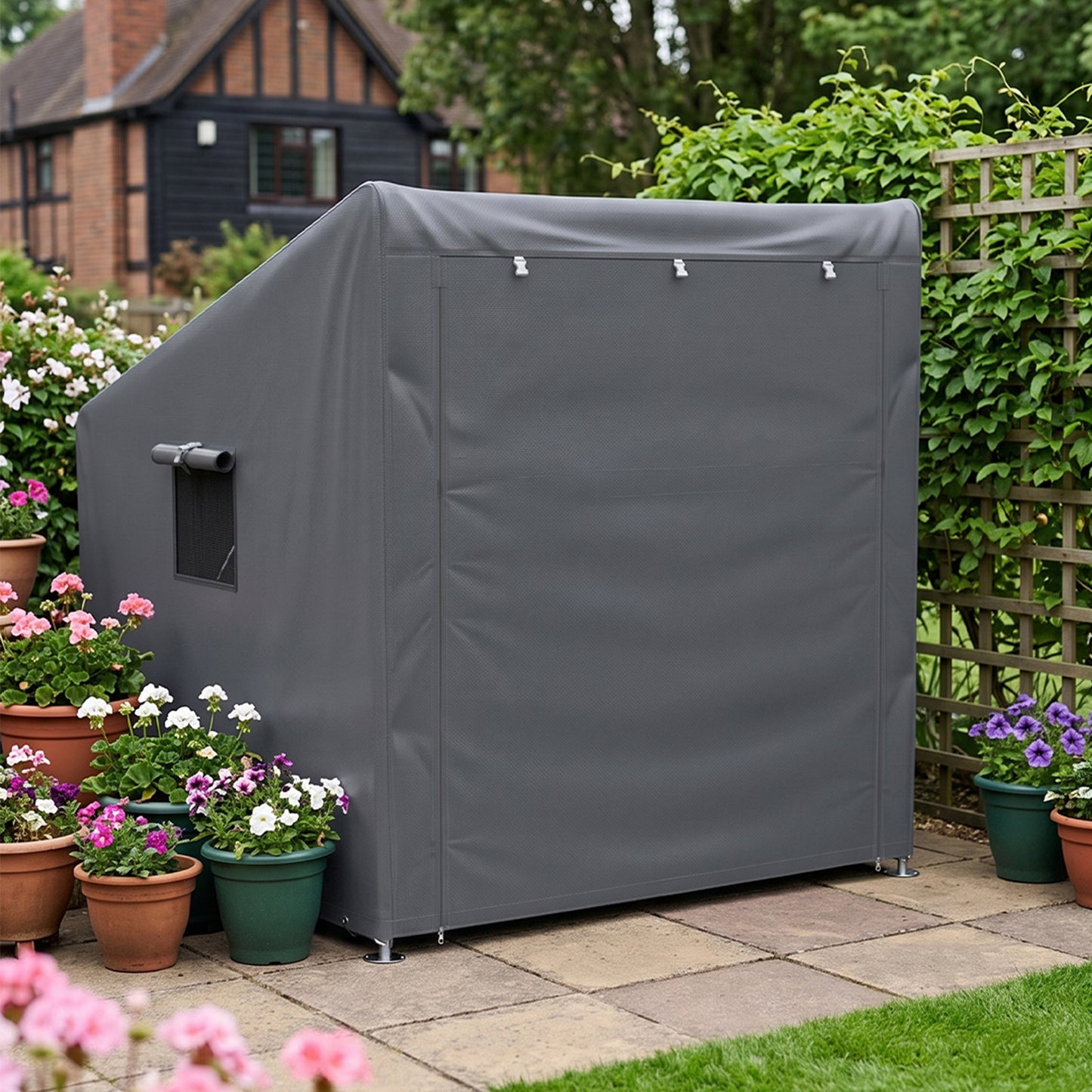 Compact Outdoor Bicycle Storage Shed with Waterproof PE Fabric