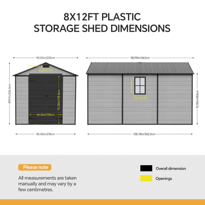 8X12FT Outdoor Aluminum & PP Storage Shed