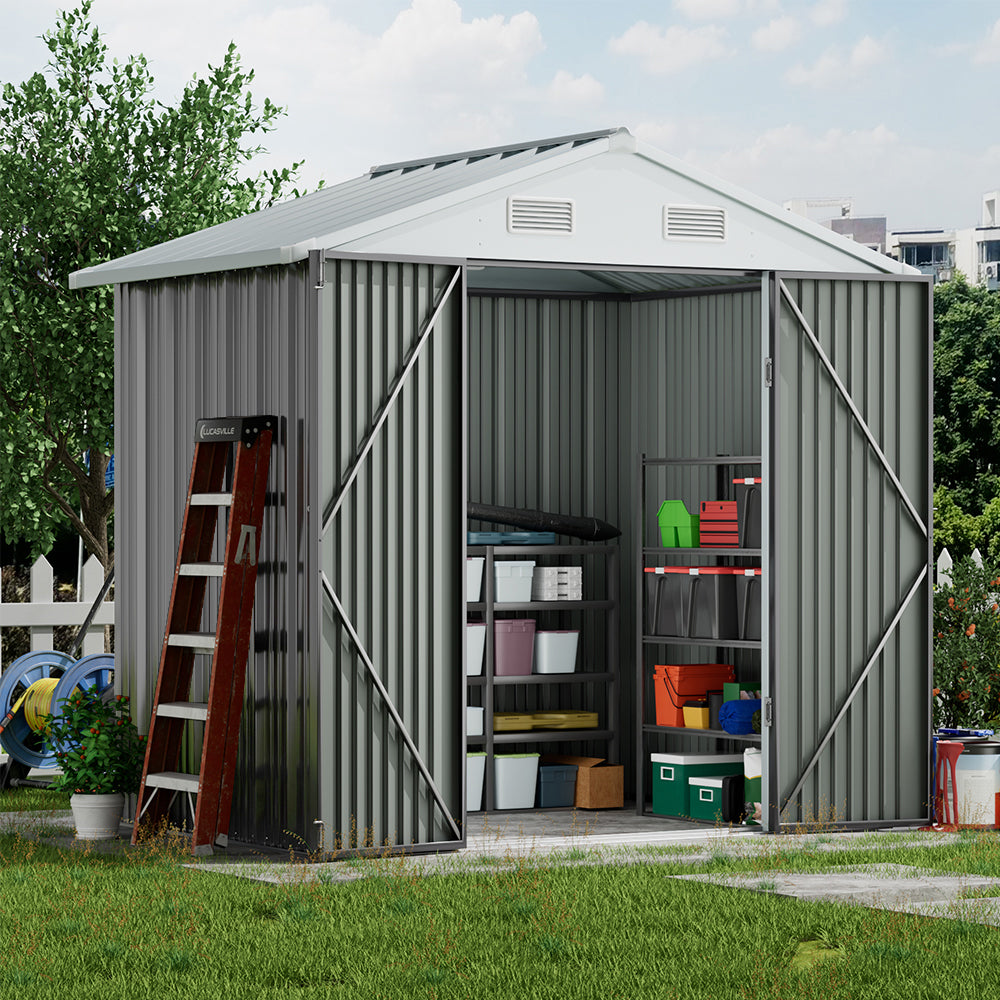 4x6FT Metal Garden Storage Shed with Lockable Door