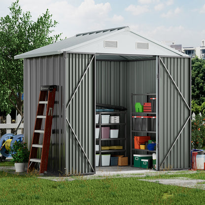 4x6FT Metal Garden Storage Shed with Lockable Door