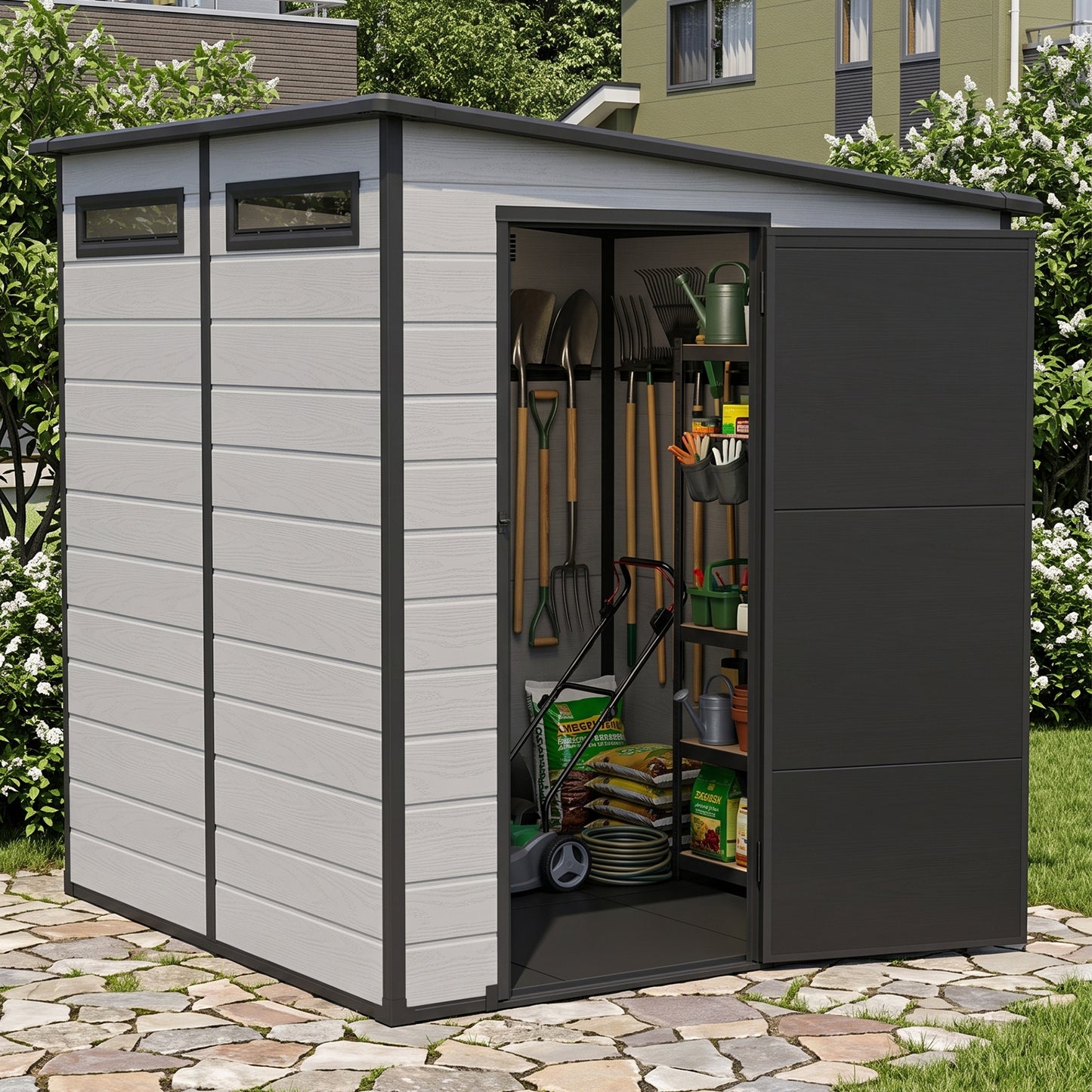 6x6 FT Outdoor Garden Plastic Storage Shed