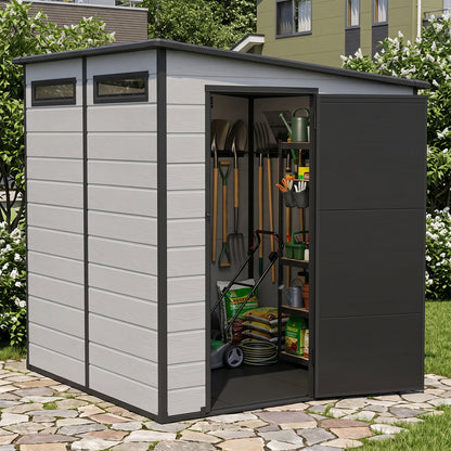 6x6 FT Outdoor Garden Plastic Storage Shed