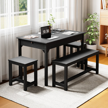 Extendable Wooden Dining Table and Chair Set