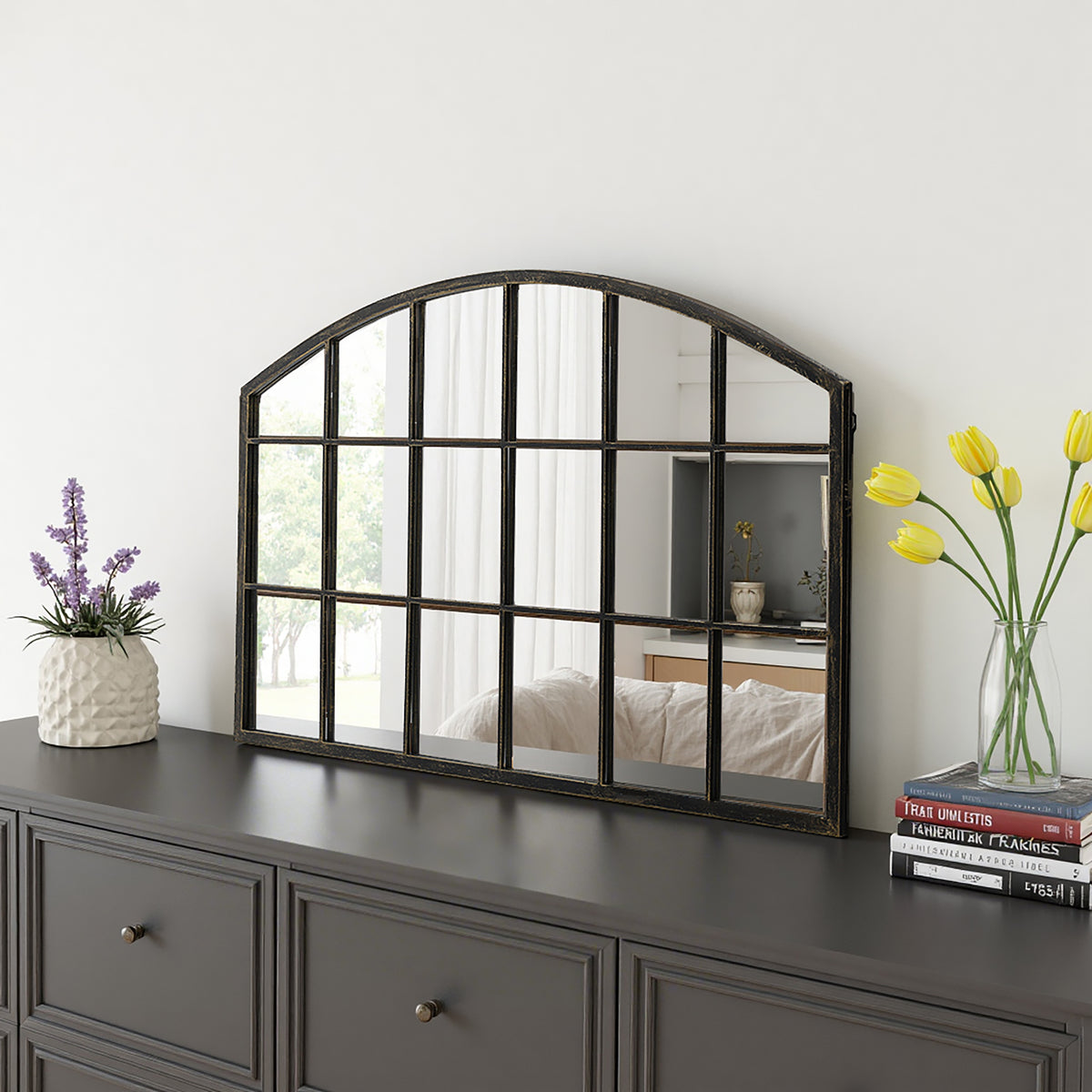 Framed Arched Wall Mirror for Decor