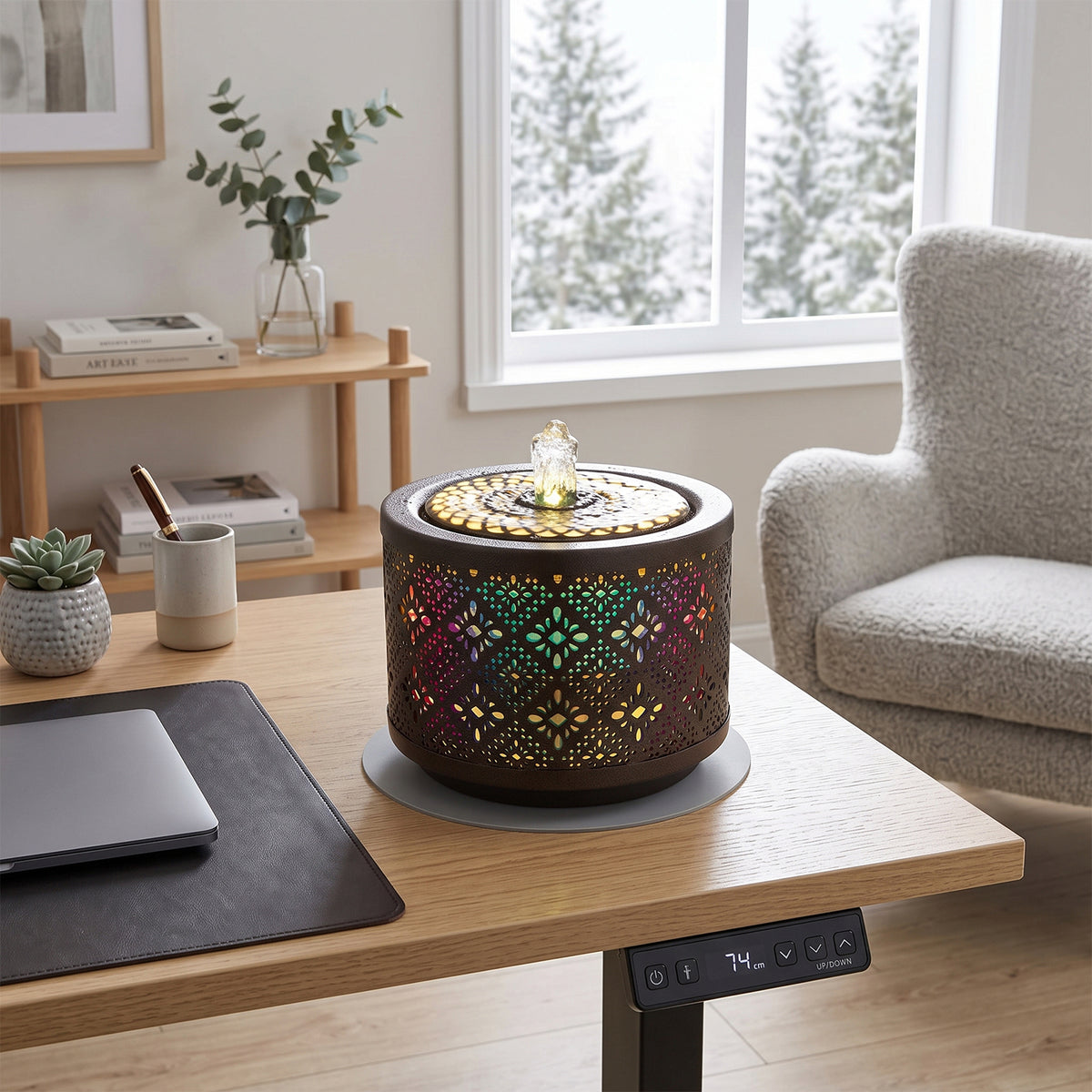 Creative Metal Tabletop Fountain with Light