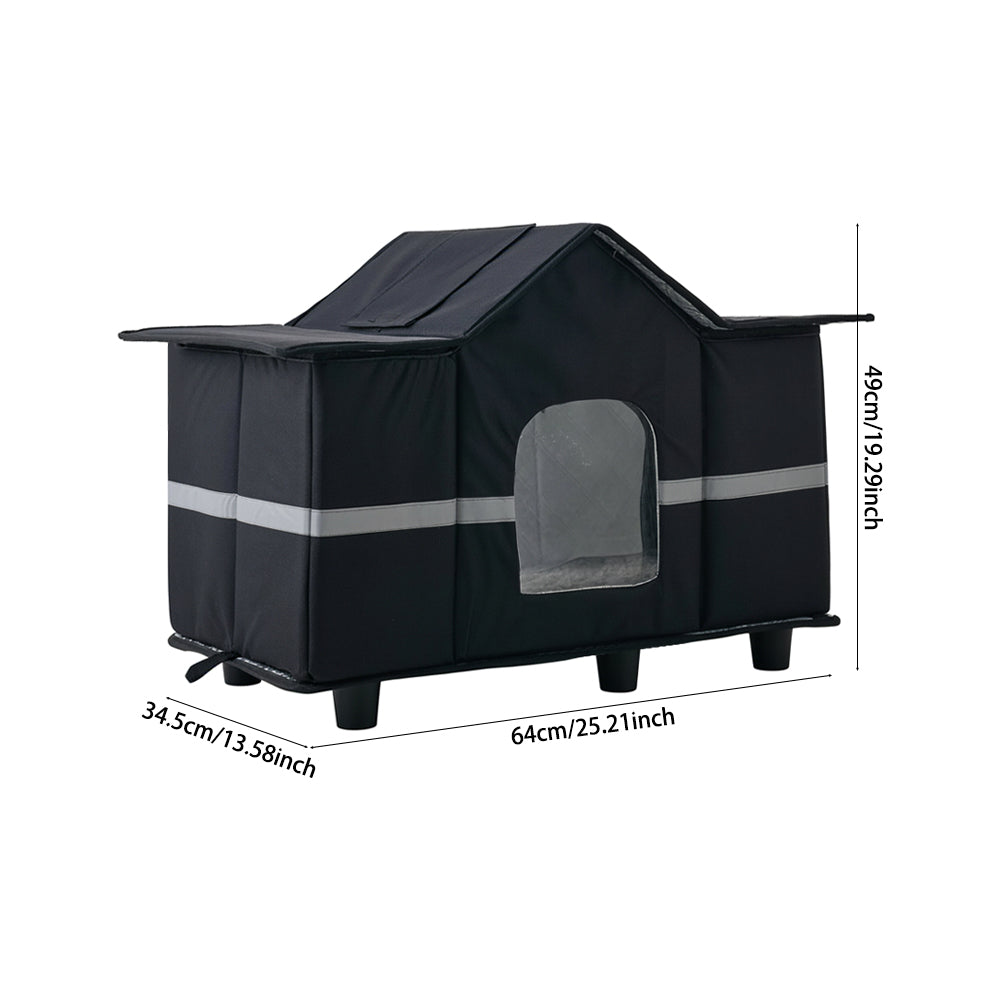 64cm Outdoor Cat House with Raised Base & Reflective Strips