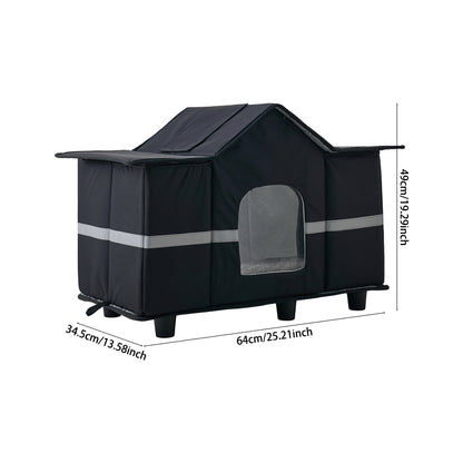 64cm Outdoor Cat House with Raised Base & Reflective Strips