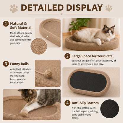 2-in-1 Oval Cat Scratcher & Bed
