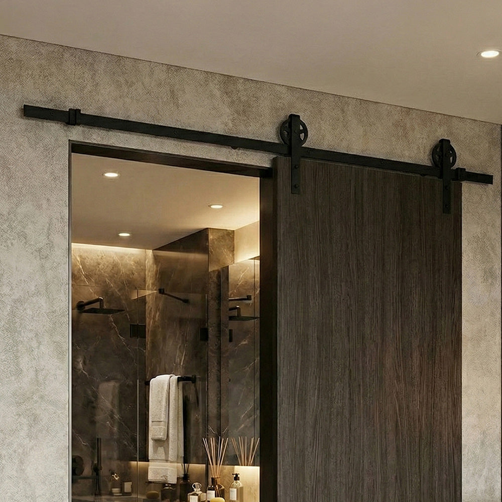 200cm Black Sliding Barn Door Hardware Kit