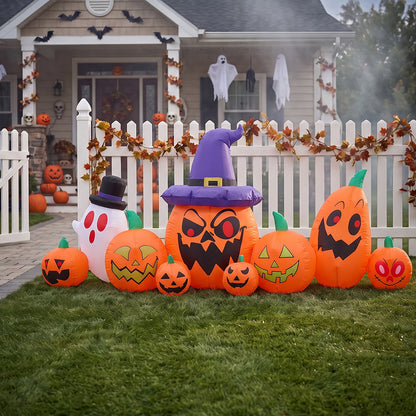 8ft Halloween Inflatable Pumpkin Outdoor Decorations with Ghost