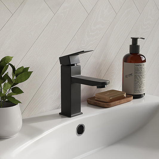 Matte Black Single Handle Stainless Steel Bathroom Tap