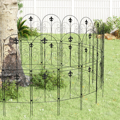 10-Panel Metal Arched Garden Fence Yard Borders Decor Set