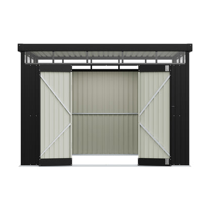 10 x 8 ft Metal Garden Storage Shed with Flat Roof & Double Doors