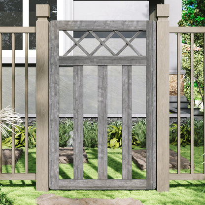 2.5 x 4 ft Outdoor Cross Top Wooden Garden Gate Pedestrian Fence Yard Door