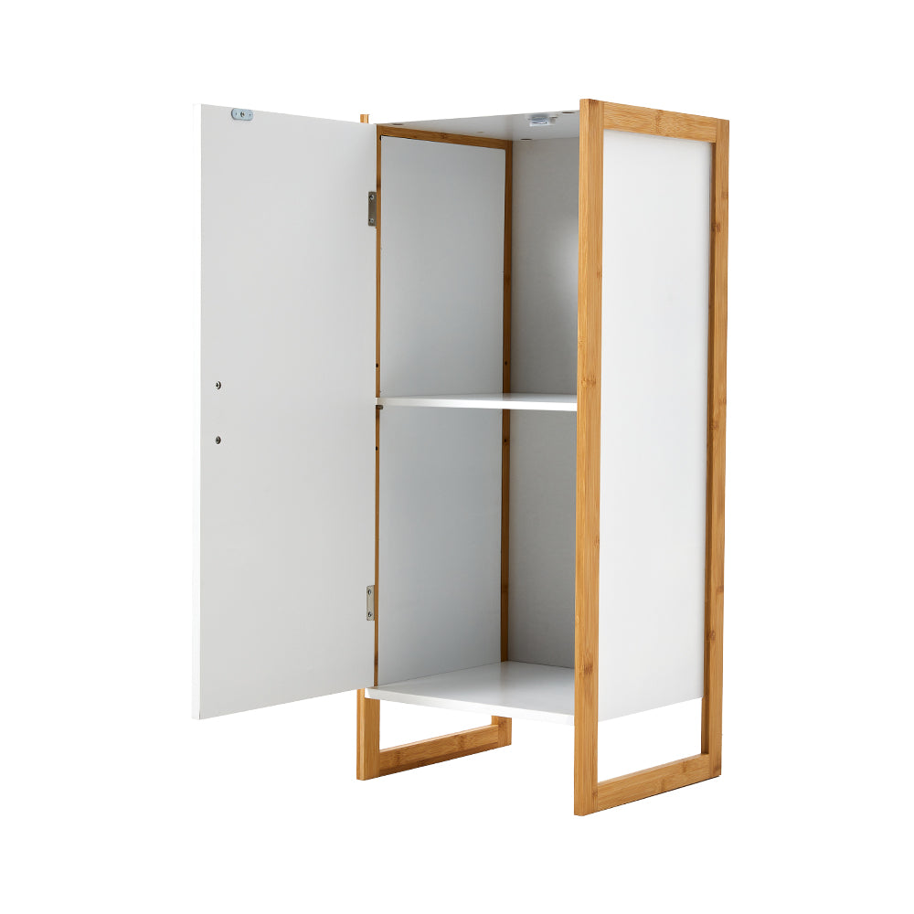 Single-door Freestanding Bamboo Frame MDF Bathroom Cabinet