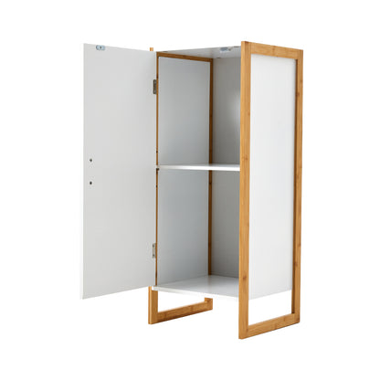 Single-door Freestanding Bamboo Frame MDF Bathroom Cabinet