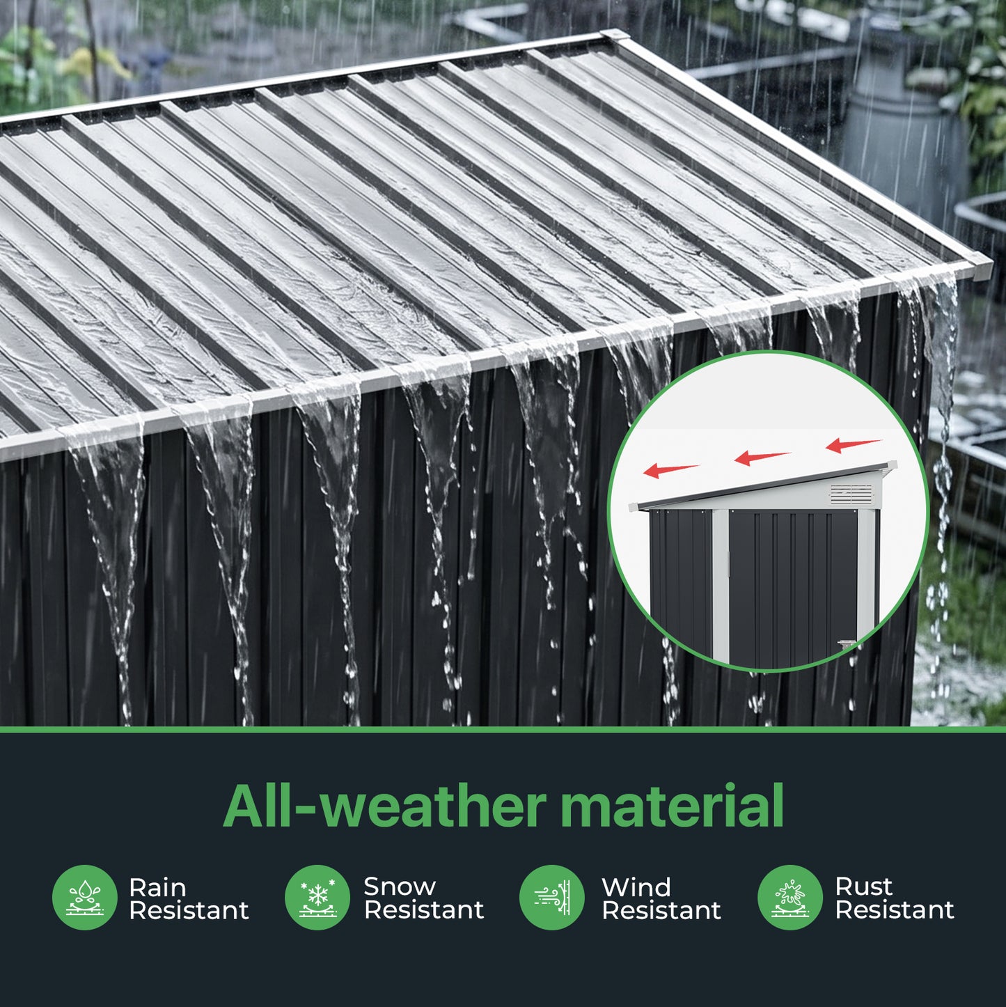4x9 FT Pent Roof Garden Tool Shed Outdoor Patio Storage House