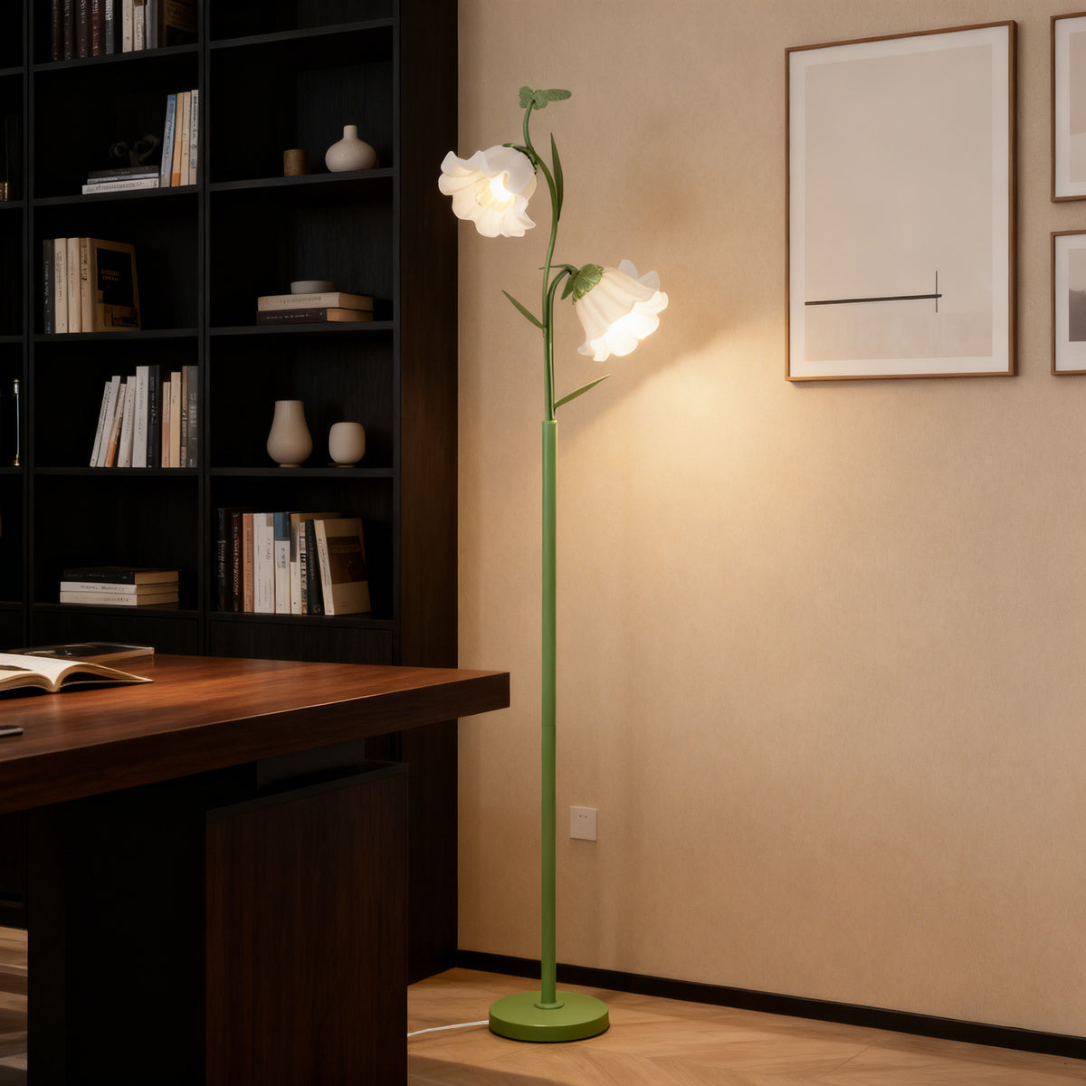 2-Light Flower Floor Lamp with Foot Switch