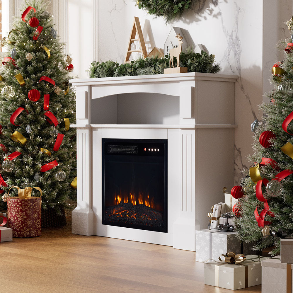 Remote Control Electric Fireplace with Wooden Mantel