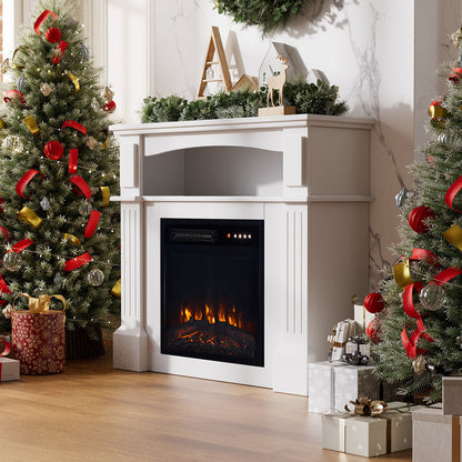 Remote Control Electric Fireplace with Wooden Mantel