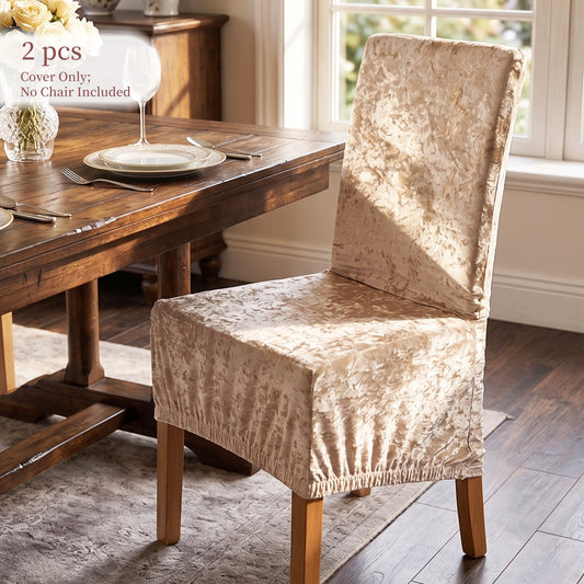 Set of 2 Elegant Dining Chair Covers with Elastic Band