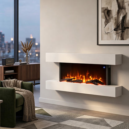 Wall-Mounted Electric Fireplace with Remote Control
